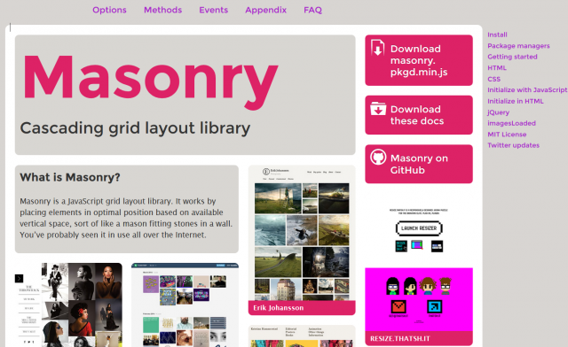 Masonryのサイト
