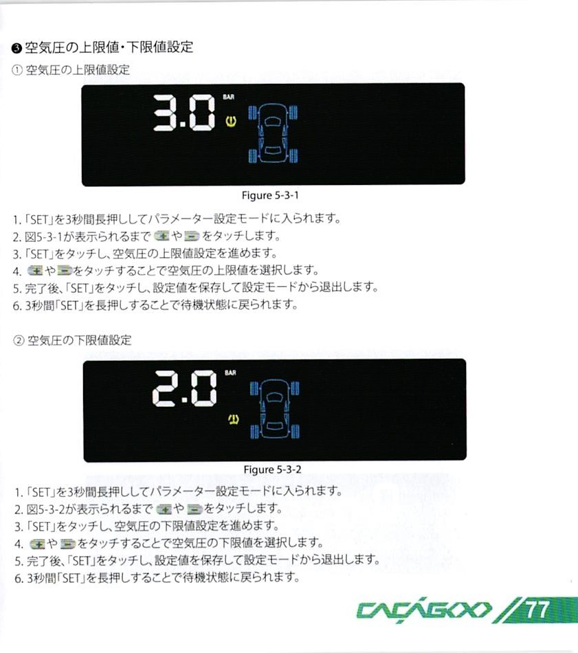 CACAGOO TPMS タイヤ空気圧監視システム 取説 77