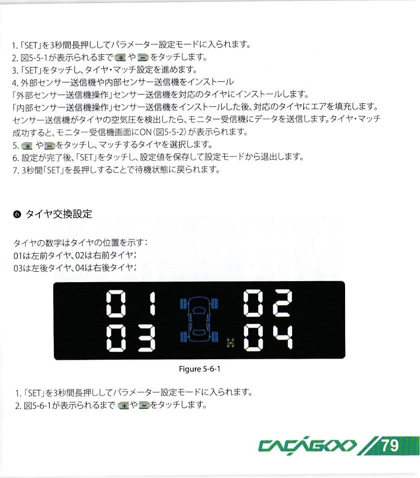 CACAGOO TPMS タイヤ空気圧監視システム 取説 79