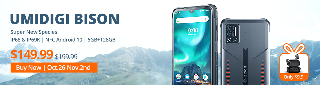 頑丈IP69防水スマホ UMIDIGI BISON 149.99ドル セール
