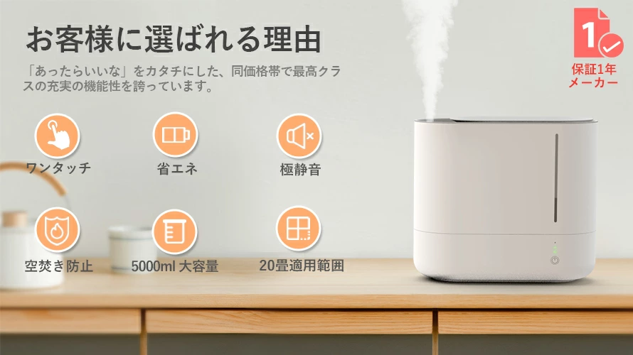 強力 超音波式 加湿器 レビュー